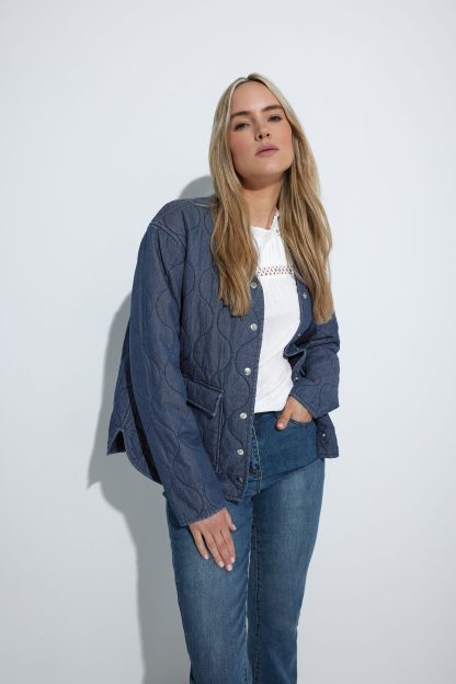 Lts Tall Dark Blue Denim Quilted Jacket 24 Lts | Tall Women's Bomber Jackets