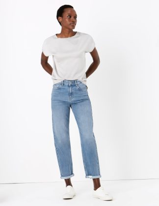 M&S Collection Women's Boyfriend Jeans with Stretch - 6SHT - Grey, Light Indigo,Grey