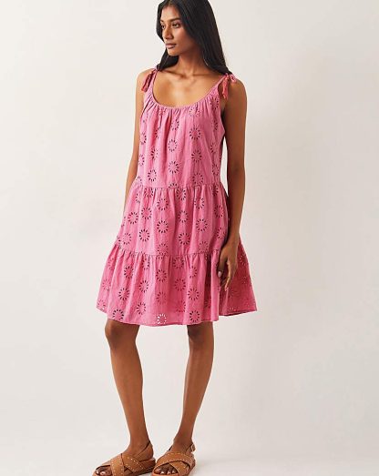 Monsoon Maud Broderie Dress Pink - Monsoon - Size: L