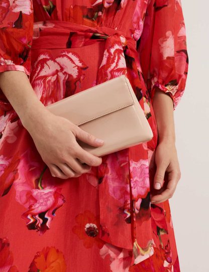 Phase Eight female Patent Chain Strap Clutch Bag - Light Pink, Light Pink