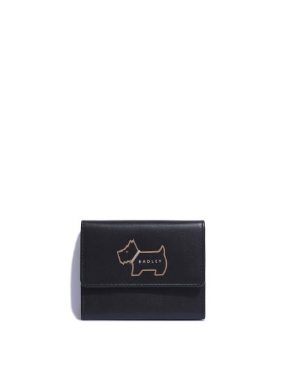 Radley female Heritage Dog Leather Foldover Purse - Black, Black