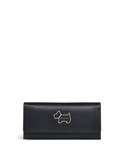 Radley female Heritage Dog Outline Leather Foldover Purse - Black, Black