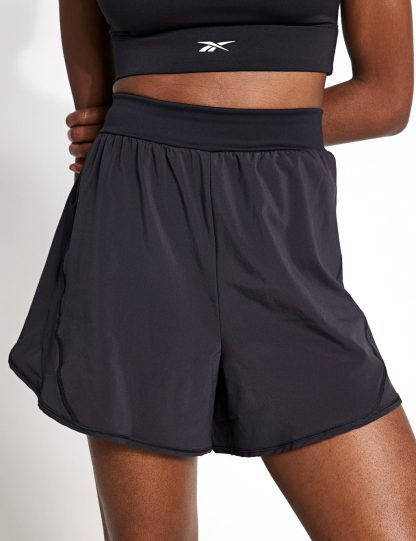 Reebok female Lux Woven High Waisted Gym Shorts - XS - Black, Black