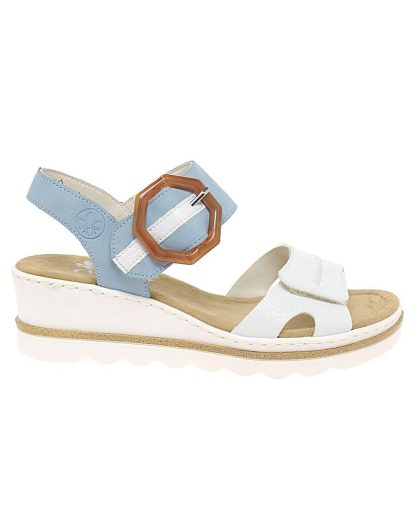 Rieker Jena Womens Standard Wedges White/Light Blue - Rieker - Size: 4