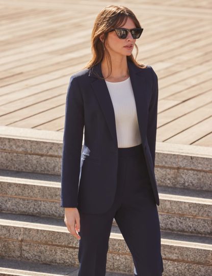 Sosandar Women's Single Breasted Blazer - 14 - Navy, Navy
