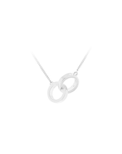 Sterling Silver CZ Linked-Rings Necklace - iJewel - Size: 18 INCH