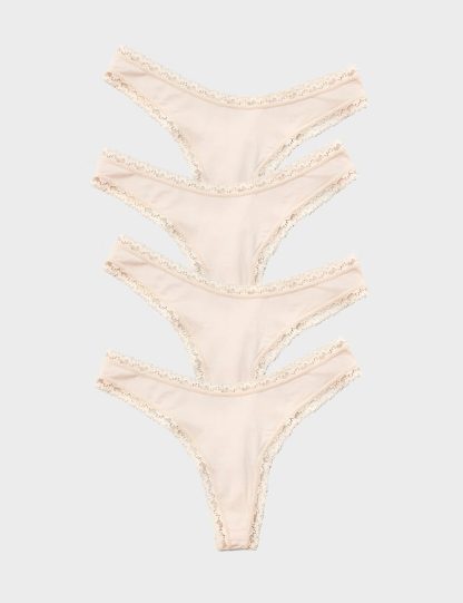 Stripe & Stare Women's 4pk Modal Rich Thongs - Sand, Sand