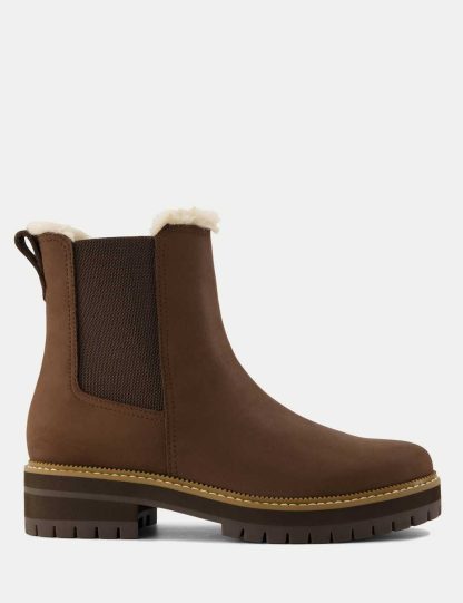 Toms Women's Leather Flat Chelsea Boots - 7 - Dark Brown, Dark Brown