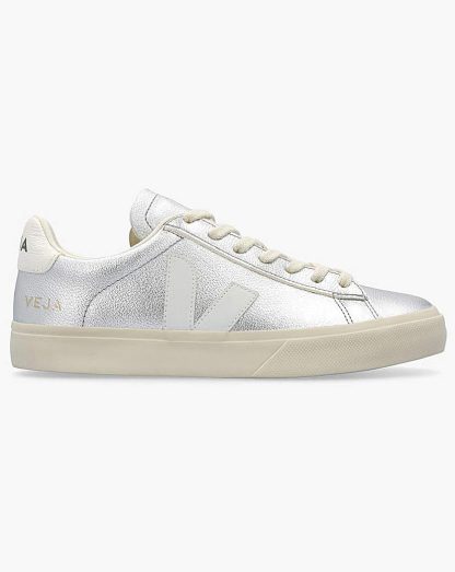 Veja Campo Silver White Trainers Silver - Veja - Size: 39