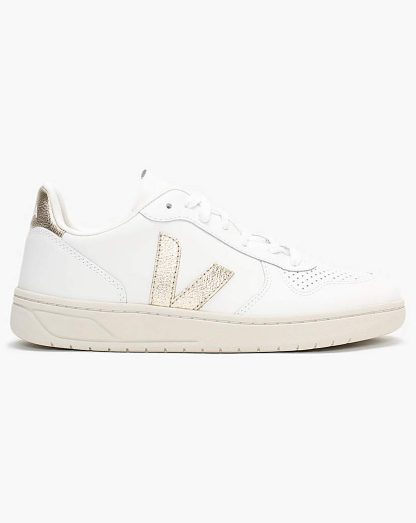 Veja V-10 Extra White Platine Trainers Gold - Veja - Size: 35