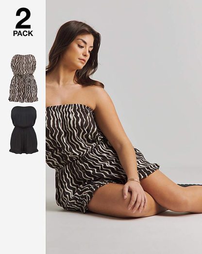 2 Pack Value Bandeau Beach Playsuits