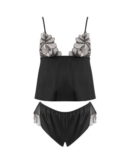 Bluebella Sadiya Satin Sheer Cami and Short Set Black - 6