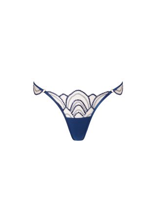 Bluebella Soraya Embroidered Sheer Thong Blue - 6