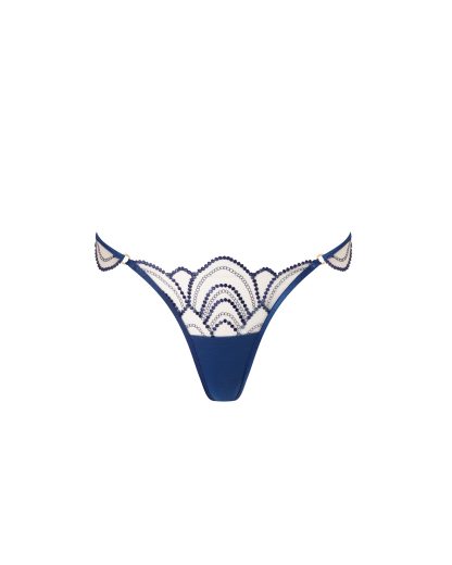 Bluebella Soraya Embroidered Sheer Thong Blue - 6