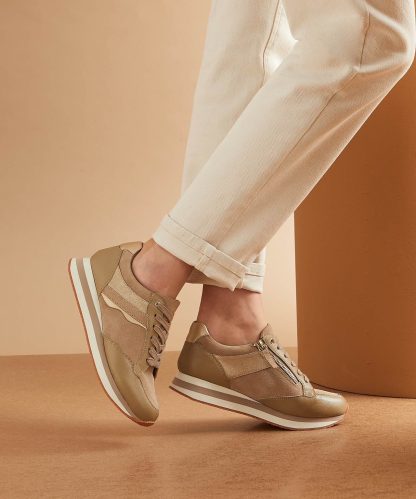 Damart Amortyl Zip Detail Leather Trainers
