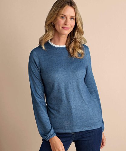 Damart Ruffle Neck Top