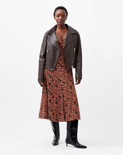 French Connection Leather Jacket Brown - French Connection - Size: S