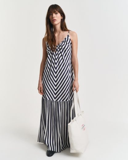 GANT Women Chevron Striped Maxi Dress (36)