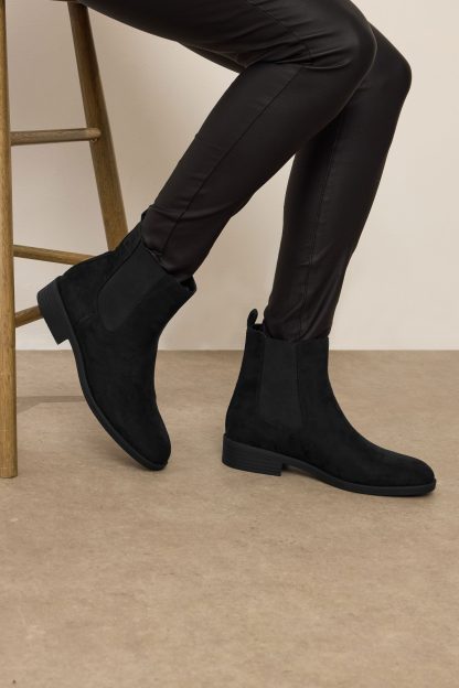 Lts Black Faux Suede Chelsea Ankle Boots In Standard Fit Standard > 13 Lts | Tall Women's Ankle Boots