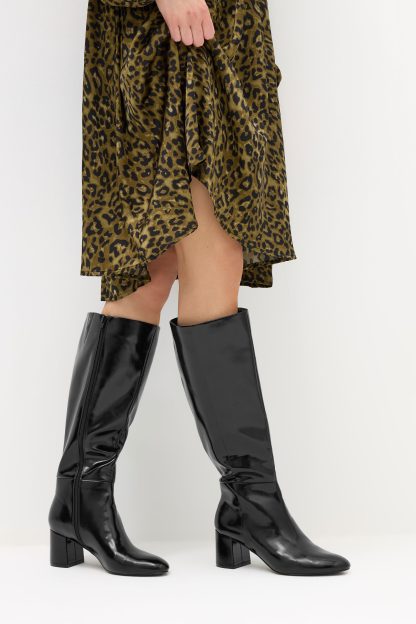 Lts Black Patent Knee High Block Boots Standard > 11 Lts | Tall Women's Knee High Boots