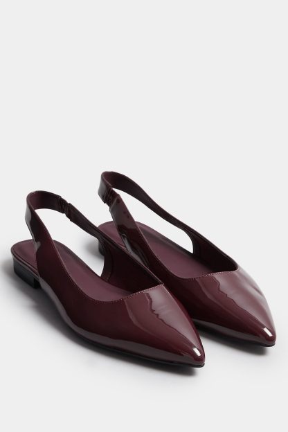 Lts Burgundy Red Patent Flat Shoes In Standard Fit Standard > 13 Lts | Tall Women's Flats