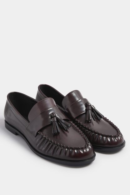 Lts Dark Red Patent Tassel Flat Loafers Standard > 13 Lts | Tall Women's Flats