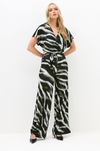 Lts Tall Black Abstract Wrap Jumpsuit 22-24 Lts | Tall Women's Jumpsuits