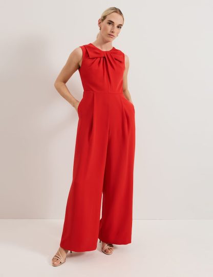 Phase Eight female Sleeveless Wide LEg Jumpsuit - 14REG - Red, Red