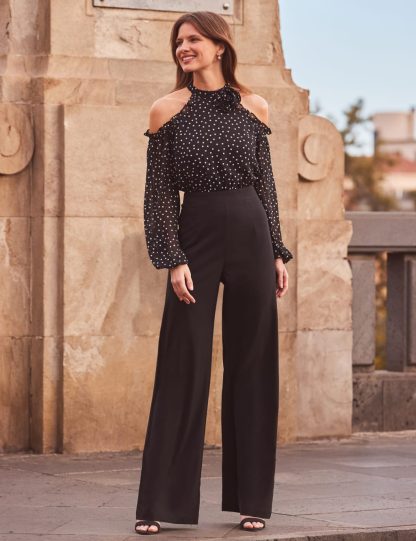 Sosandar female Polka Dot Jumpsuit - 6REG - Black Mix, Black Mix