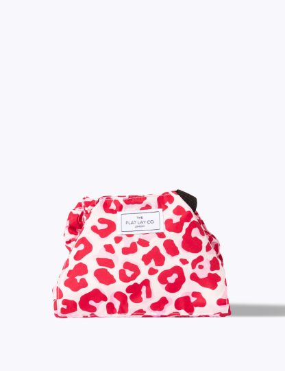 The Flat Lay Co. female Open Flat Makeup Bag In Pink Leopard