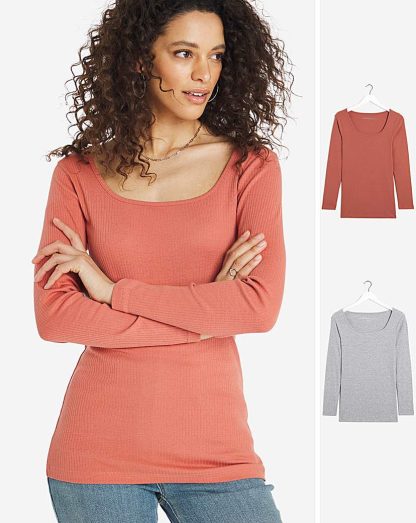 2 Pack Square Necks Grey/Baked Peach - Capsule - Size: 26