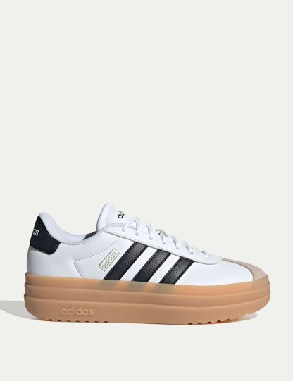 Adidas Women's VL Court Bold Leather Platform Trainers - 6 - White, Teal,White