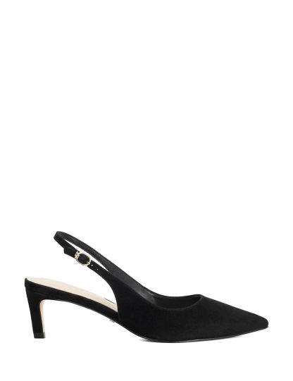 Dune London Women's Wide Fit Slip On Kitten Heel Slingback Shoes - 6 - Black, Black,Brown