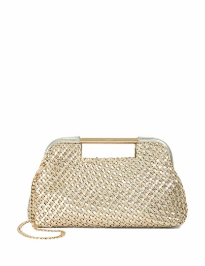 Dune London Women's Woven Diamante Chain Strap Clutch Bag - Gold, Gold