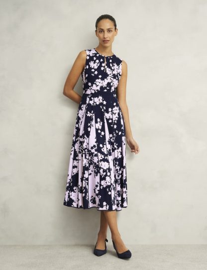 Hobbs Women's Angelica Floral Knee Length Skater Dress - 6REG - Navy, Navy