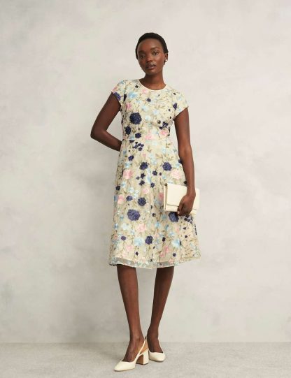Hobbs Women's Floral Embroidered Knee Length Skater Dress - 10REG - Multi, Multi