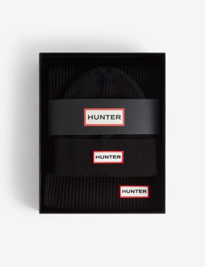 Hunter Women's Jura Beanie Hat & Scarf Gift Set - Black, Black