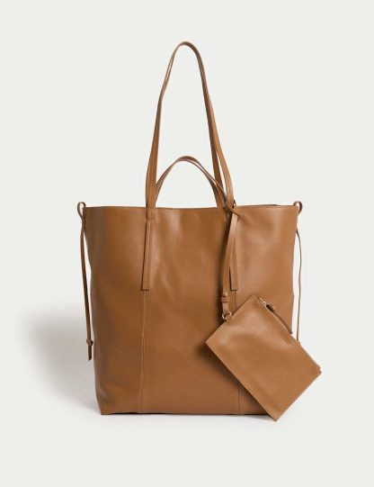 Jaeger Leather Tote Bag - Tan, Tan,Black