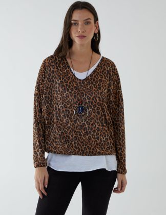 Leopard Glitter Necklace 3 in 1 Top - S/M / Animal