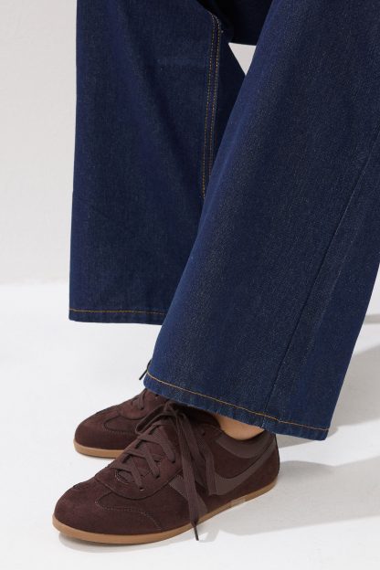 Lts Chocolate Brown Padded Retro Trainers In Standard Fit Standard > 12 Lts | Tall Women's Trainers