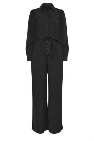 Lts Tall Black Button Wide Leg Jumpsuit 14 Lts | Tall Women's Jumpsuits