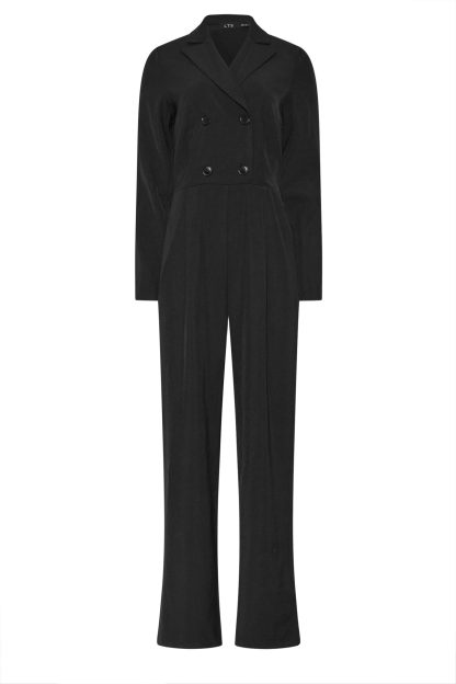 Lts Tall Black Open Collar Wide Leg Jumpsuit 18 Lts | Tall Women's Jumpsuits