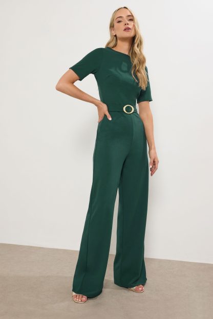 Lts Tall Dark Green Belted Jumpsuit 22-24 Lts | Tall Women's Jumpsuits