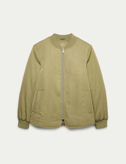 M&S Collection Women's Padded Bomber Jacket - 20 - Sage, Sage,Black