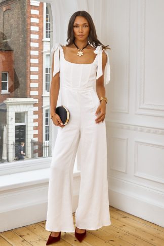 TFNC Nolia White Jumpsuit