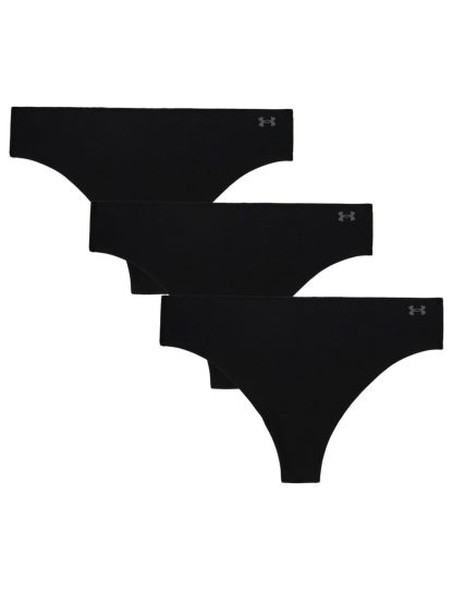Under Armour Women's 3pk Pure Stretch No Show Thongs - M - Black, Beige,Black